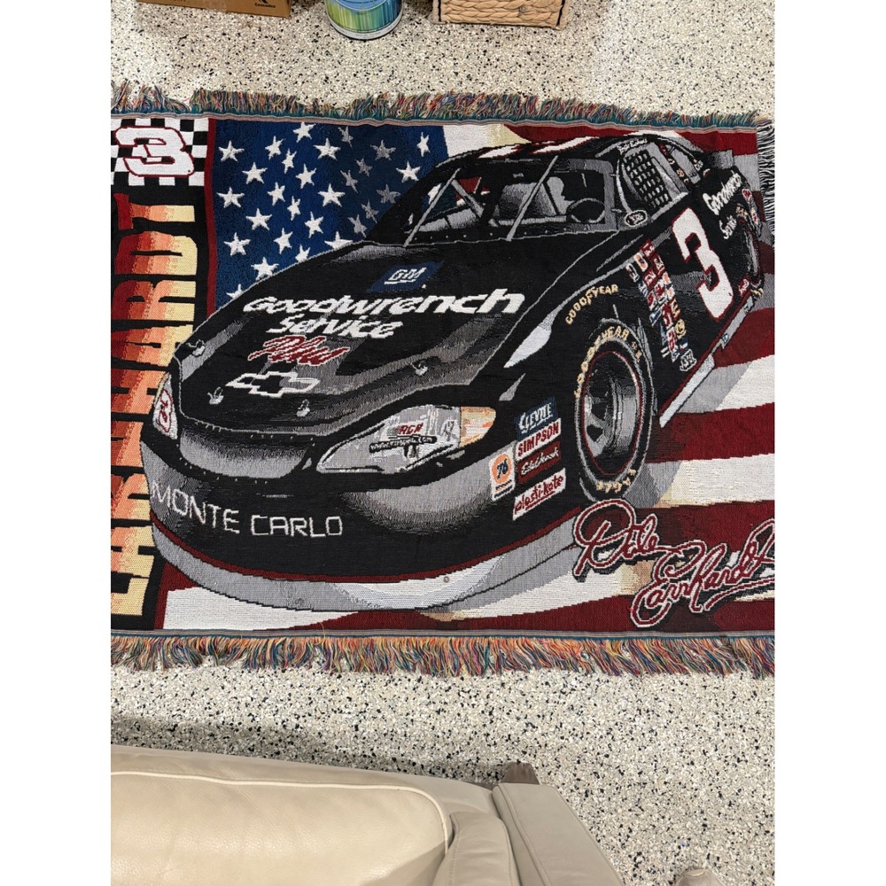 Vintage Dale Earnhardt Sr NASCAR Woven Tapestry Throw Blanket #3 Goodwrench